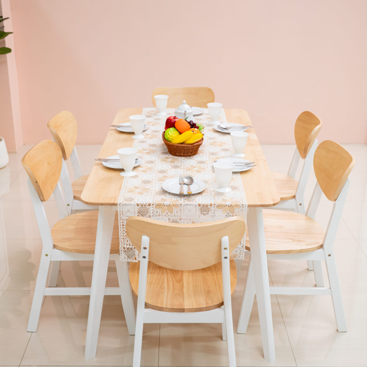 ชุดโต๊ะรับประทานอาหาร 6 ที่นั่ง สไตล์ Scandinavian Two-Tone