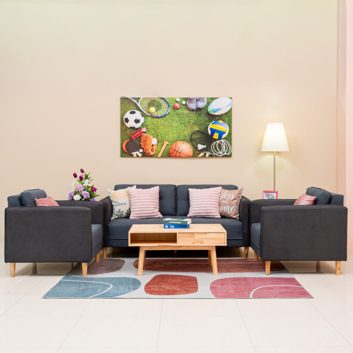 ชุดโซฟารับแขกสไตล์ Modern Nordic สีเทาเข้มสุดเท่