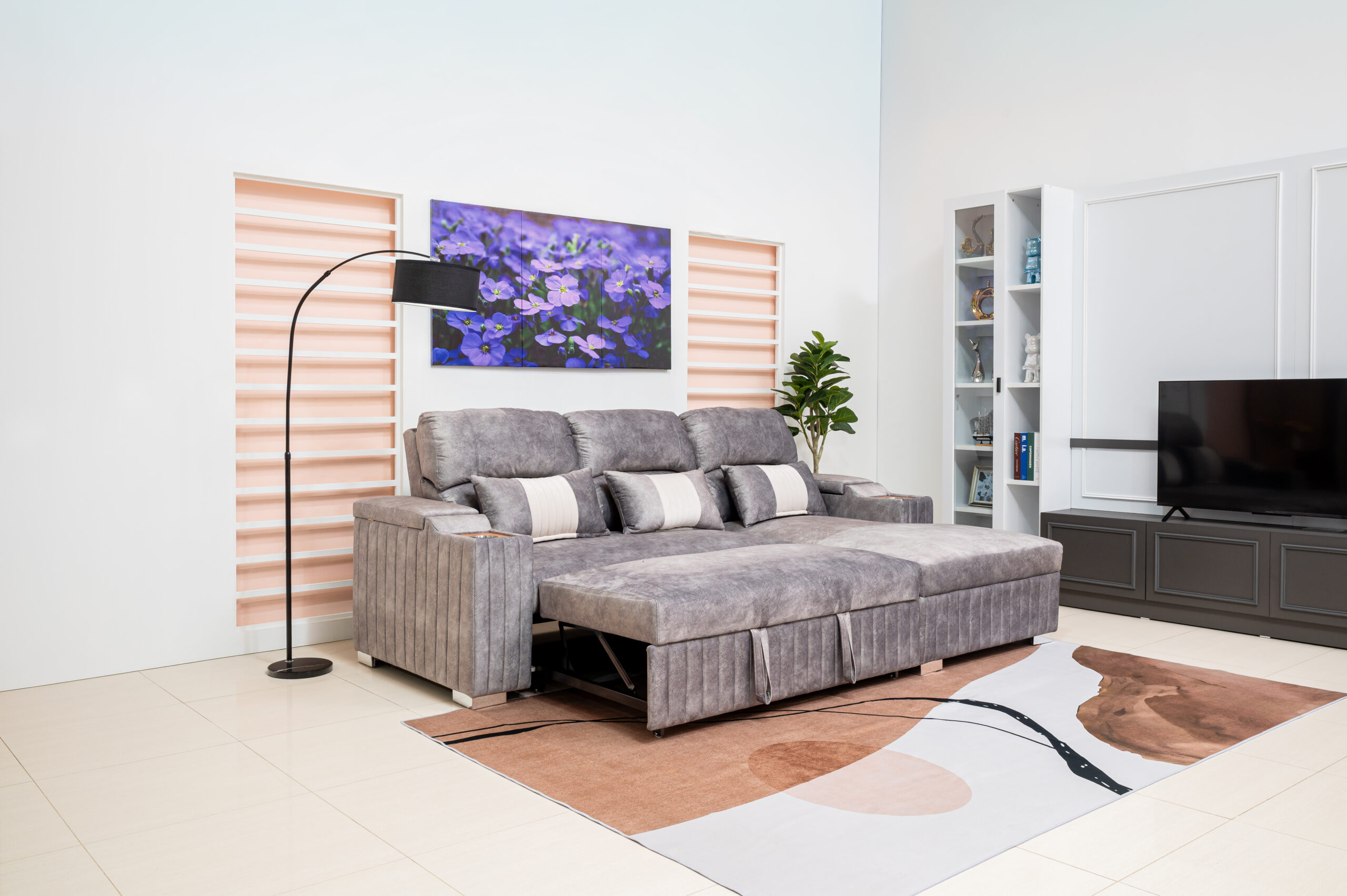 โซฟาเบดเข้ามุม L-Shape ฟังก์ชันครบพร้อมช่องวางแก้ว - Image 10