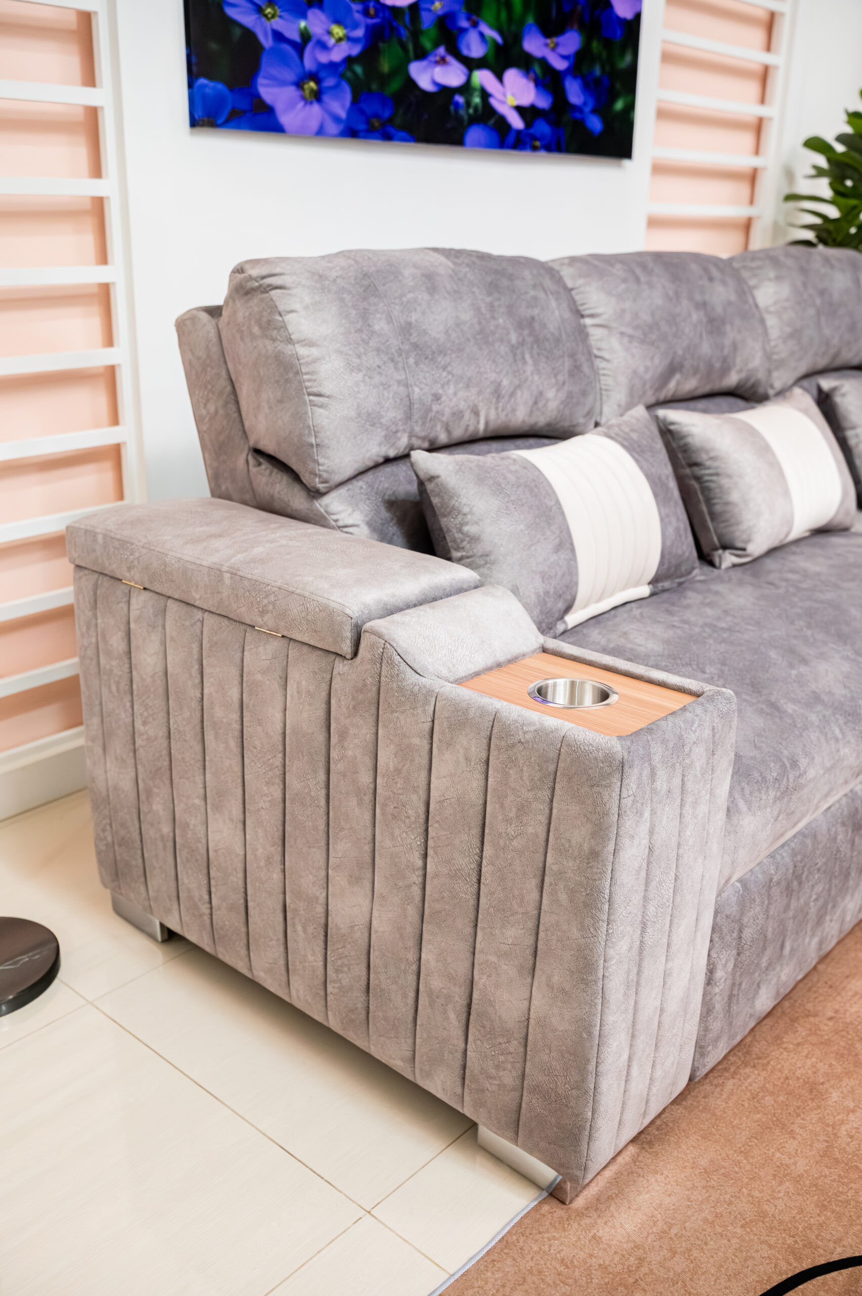 โซฟาเบดเข้ามุม L-Shape ฟังก์ชันครบพร้อมช่องวางแก้ว - Image 9