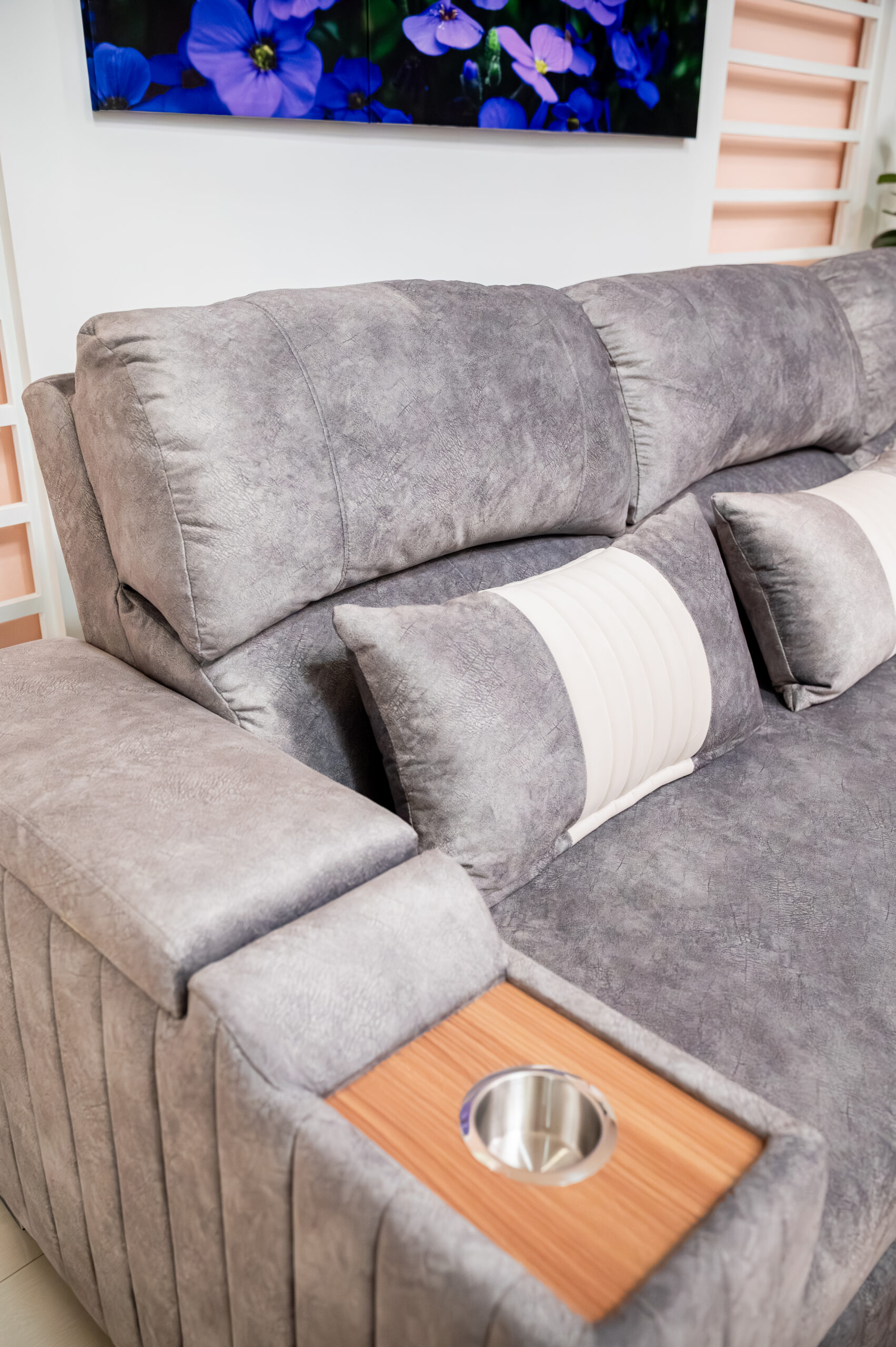 โซฟาเบดเข้ามุม L-Shape ฟังก์ชันครบพร้อมช่องวางแก้ว - Image 8