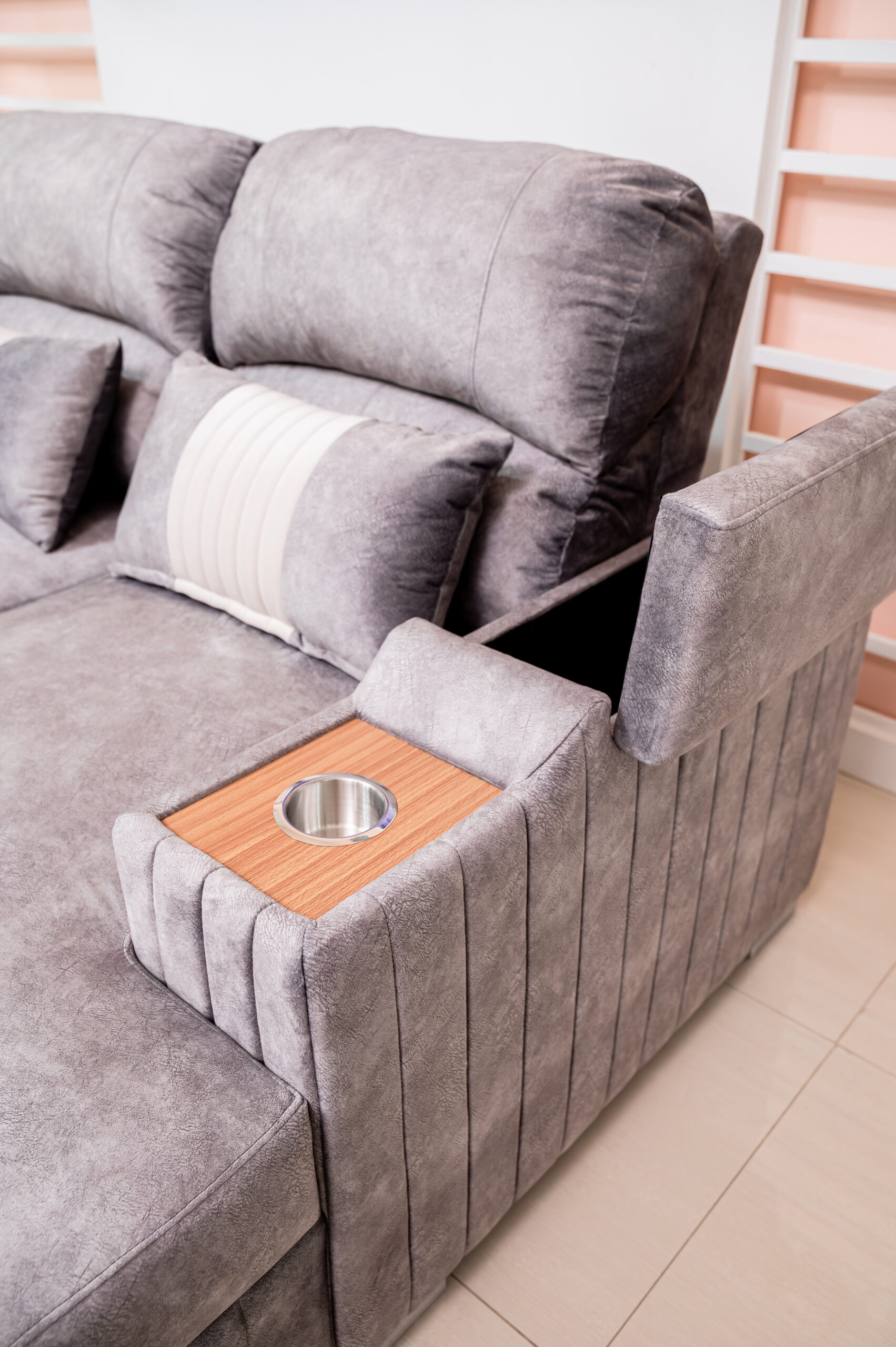 โซฟาเบดเข้ามุม L-Shape ฟังก์ชันครบพร้อมช่องวางแก้ว - Image 6