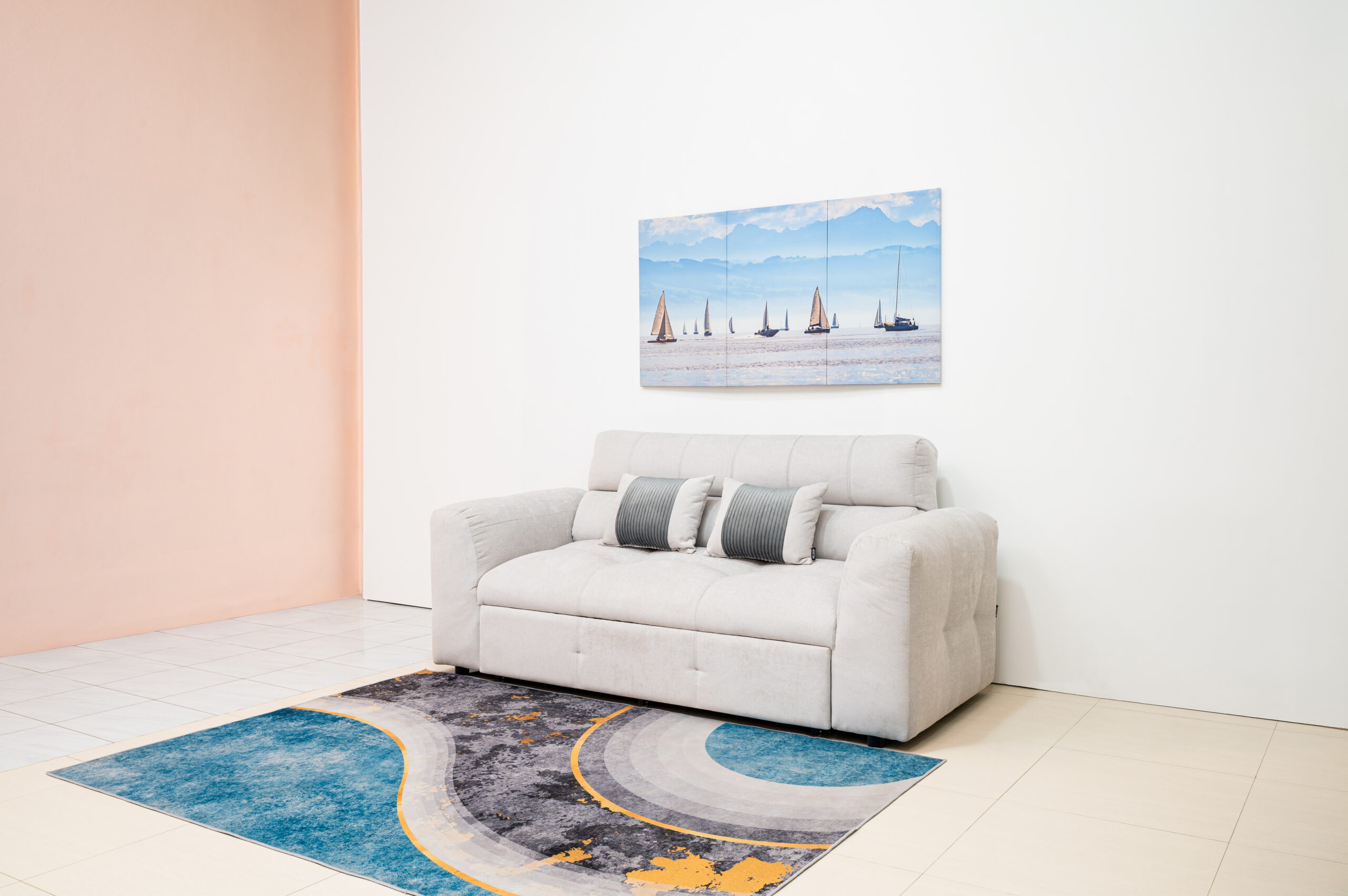 โซฟาเบด 2 ที่นั่งสีเทาอ่อนสไตล์มินิมอล ฟังก์ชันปรับนอนประหยัดพื้นที่ - Image 3