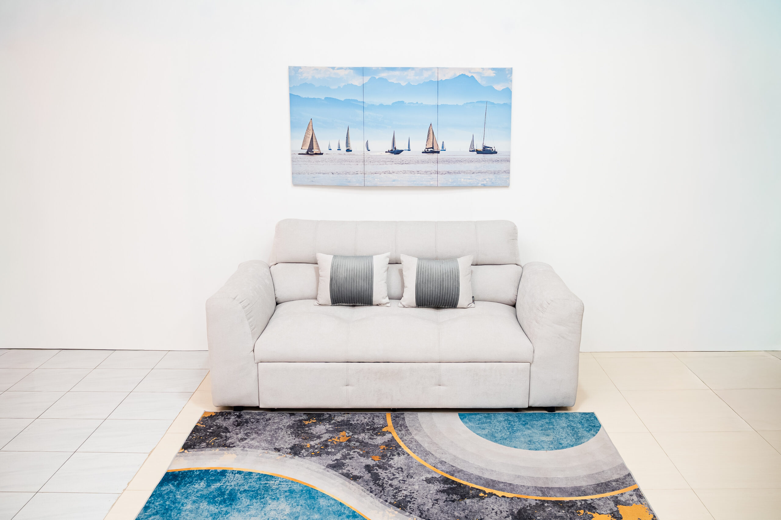 โซฟาเบด 2 ที่นั่งสีเทาอ่อนสไตล์มินิมอล ฟังก์ชันปรับนอนประหยัดพื้นที่ - Image 4