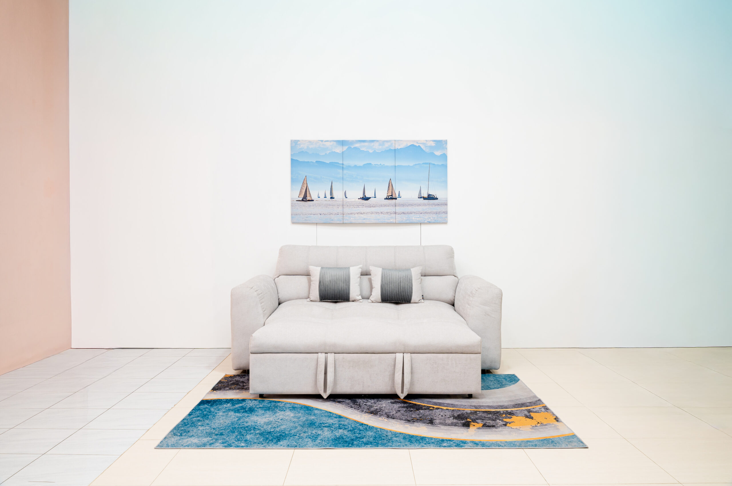 โซฟาเบด 2 ที่นั่งสีเทาอ่อนสไตล์มินิมอล ฟังก์ชันปรับนอนประหยัดพื้นที่ - Image 8