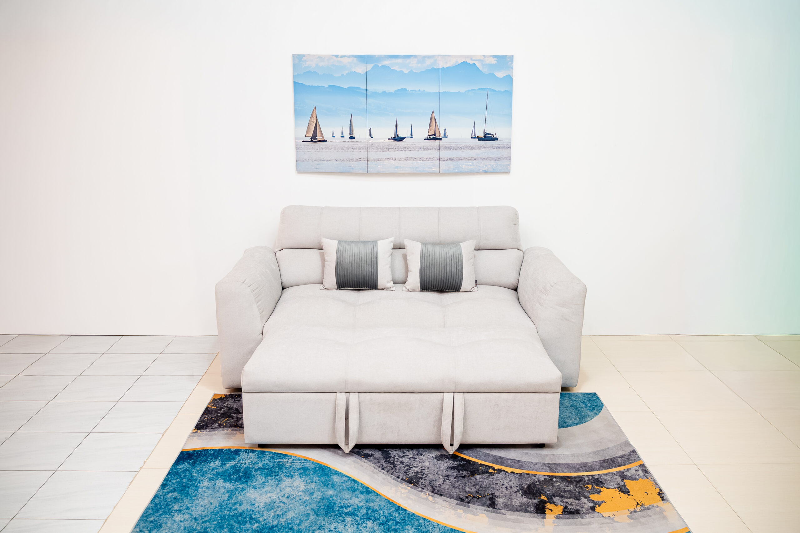 โซฟาเบด 2 ที่นั่งสีเทาอ่อนสไตล์มินิมอล ฟังก์ชันปรับนอนประหยัดพื้นที่ - Image 9