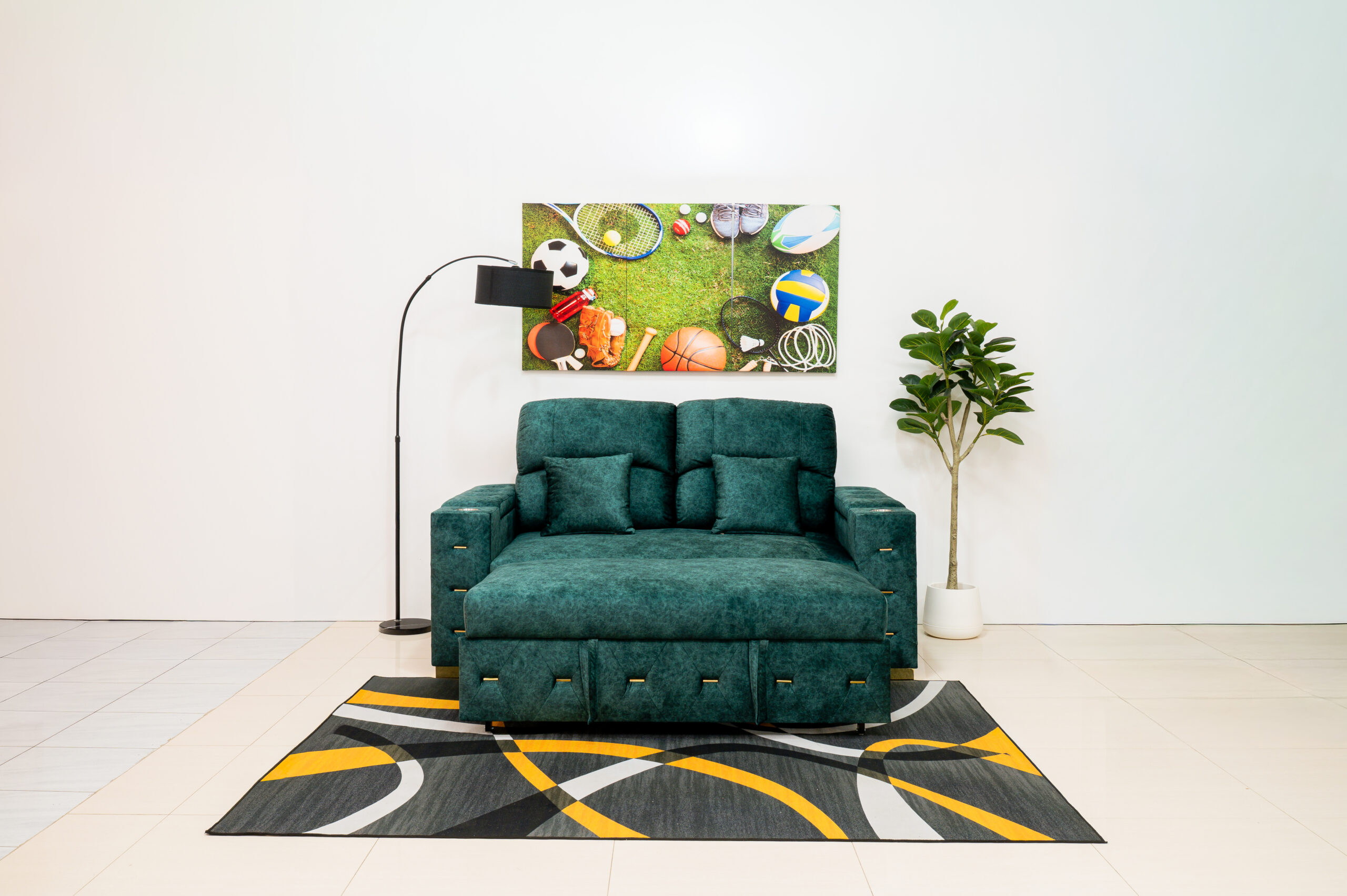 โซฟาเบดกำมะหยี่สีเขียวมรกต ดีไซน์ Luxury ฟังก์ชันระดับเฟิร์สคลาส - Image 9